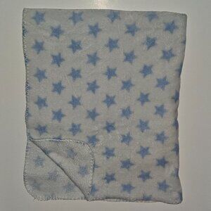 Manhattan Kids? White Blue Stars Baby Blanket Fleece 30" x 36"